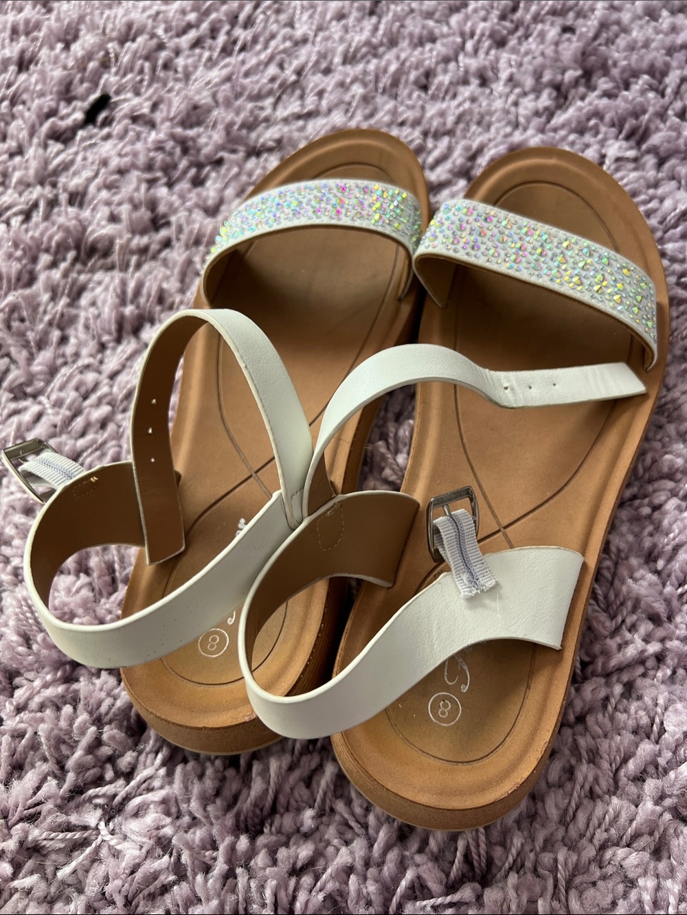 White Rhinestone Strap Women’s Sandals